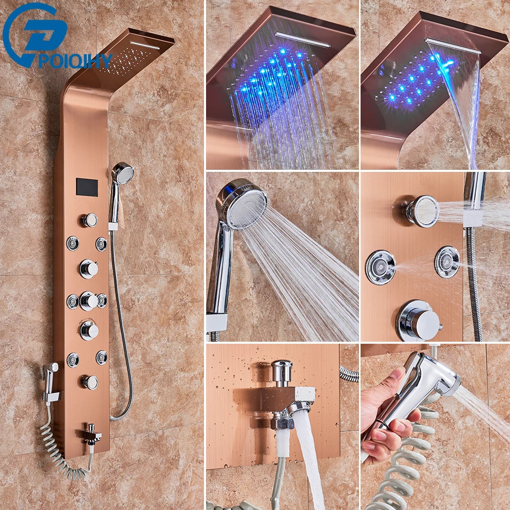 LED Rain Waterfall Shower Column Digital Display