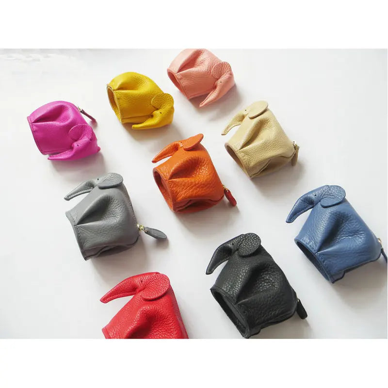 Elephant Shaped Coin Purse Genuine Leather