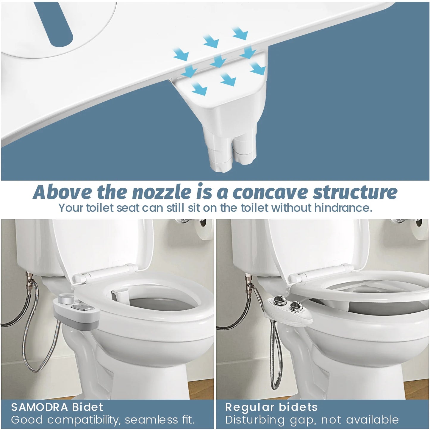 New Bidet Toilet Seat Attachment Ultra-Thin 3 Functions