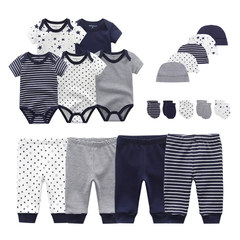 Unisex Baby Clothes Cartoon Bodysuits+Pants+Gloves+Hats