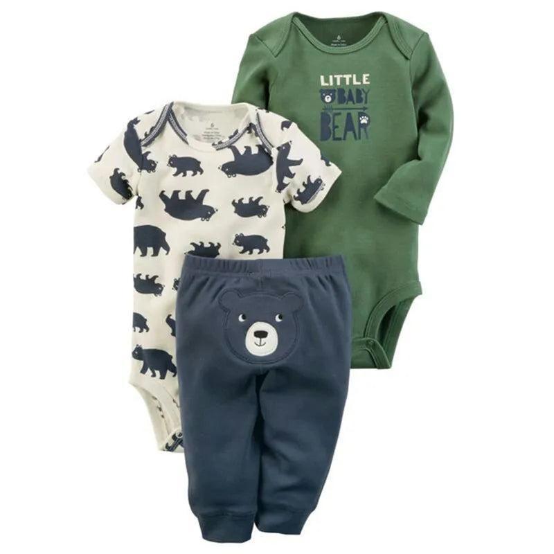 Cartoon Print Baby Bodysuit and Baby Pants Newborn Baby Clothing