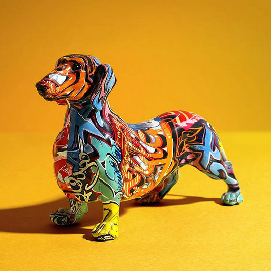 Painted Colorful Dachshund Dog Decor Home