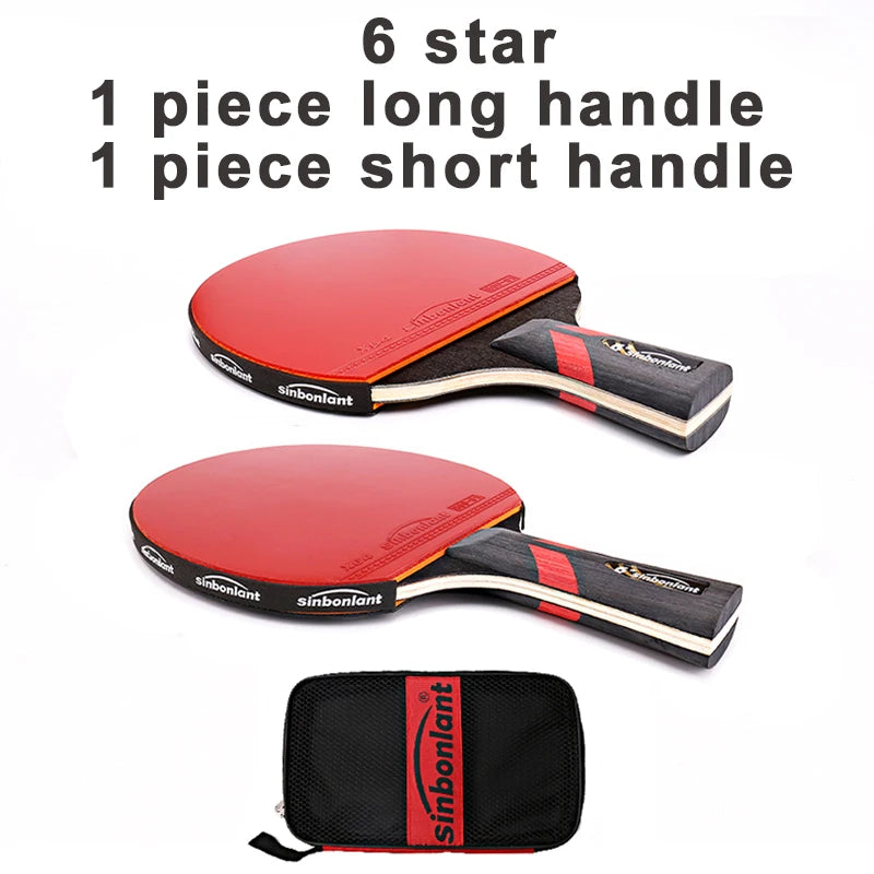 Professional Tennis Table Racket Short Long Handle Carbon Blade Rubber