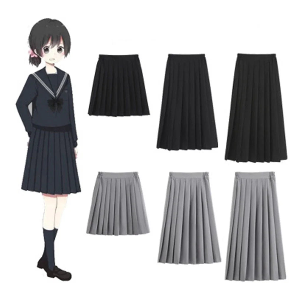 Teenage Girl Pleated Skirts School Uniform Long