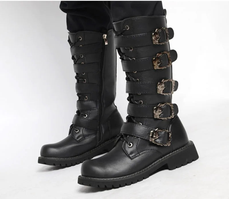 PU Leather Motorcycle Boots