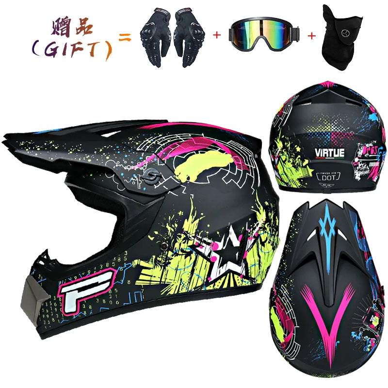 3 Piece Off-Road Helmet Set