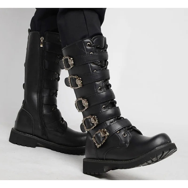PU Leather Motorcycle Boots