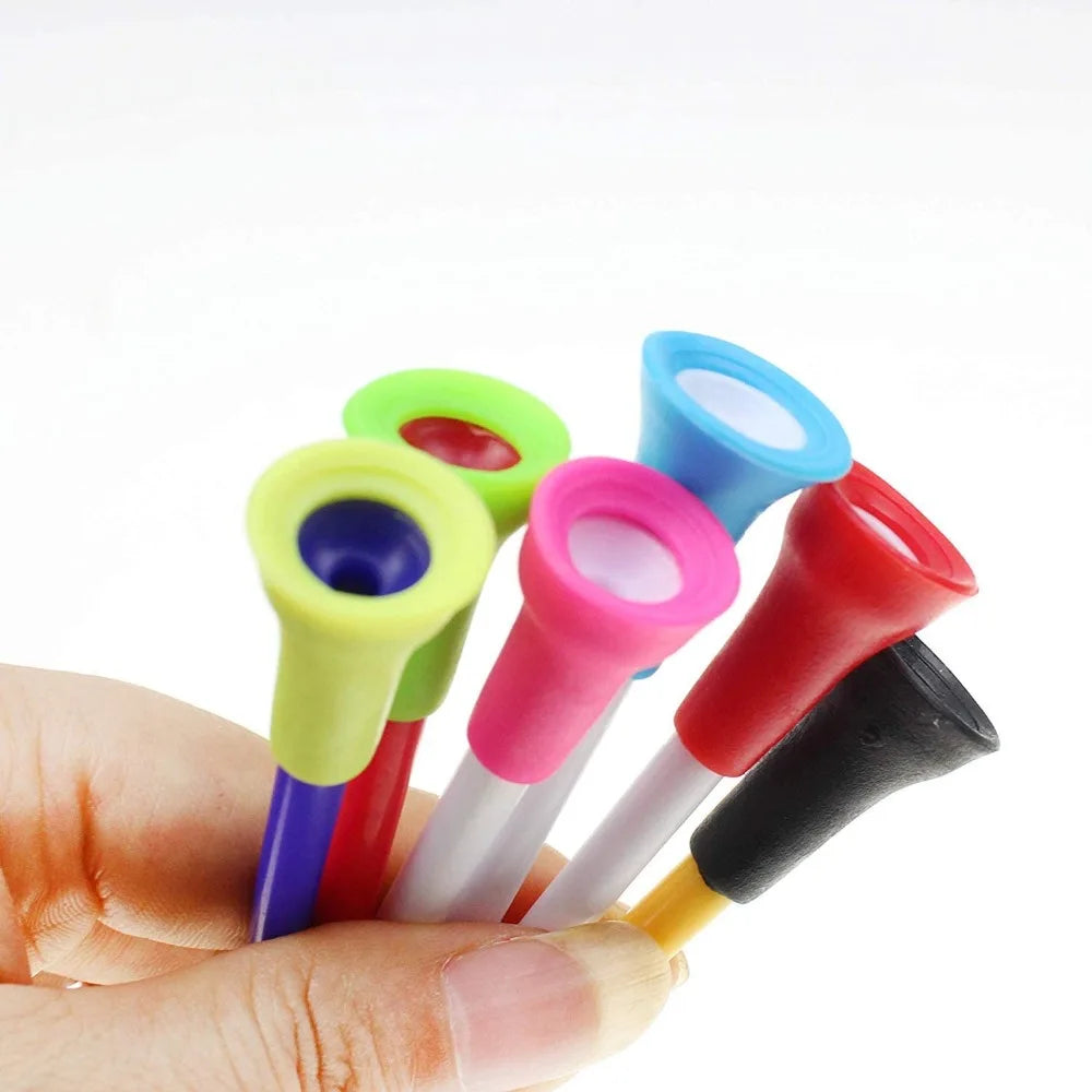 100pcs Golf Tees Mix Colors 83mm Plastic Durable Rubber Cushion Top