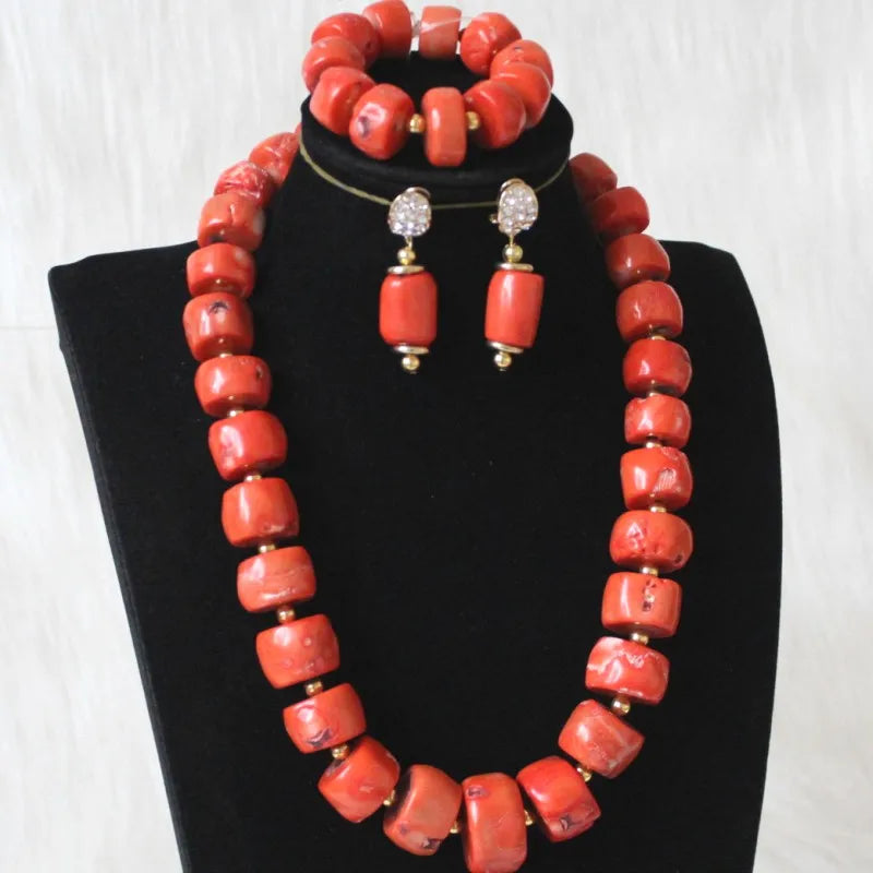 Dudo Nature Coral Jewelry Set For Women Nigerian