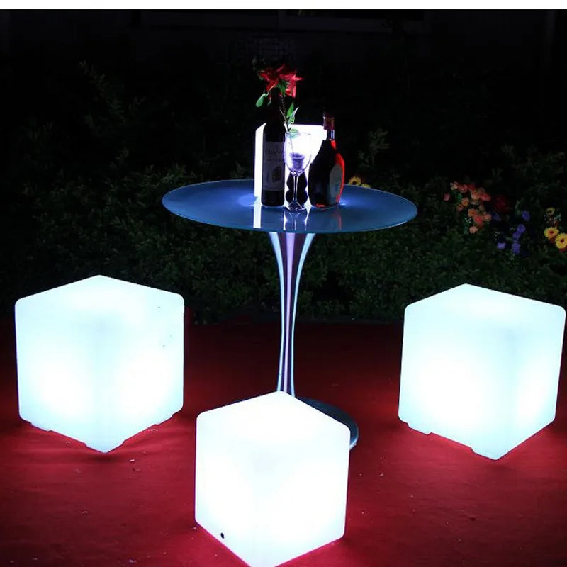 Outdoor Waterproof Cube Seat Rechargeable LED Chair RGB Remote