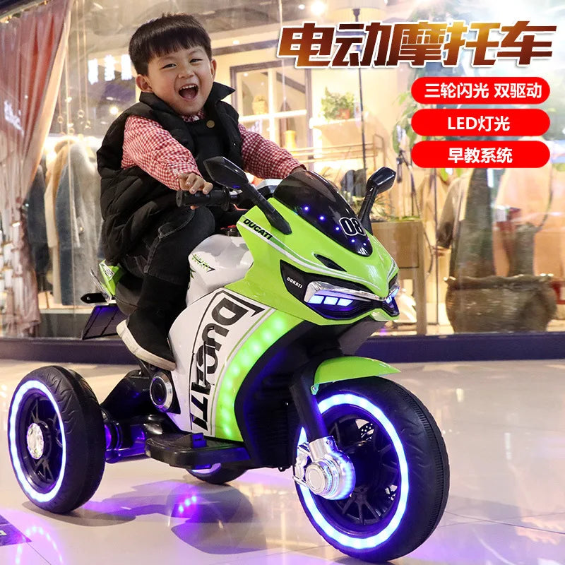 Electric Motorcycle Large Tricycle Ride On For Children 2-10 Years Old