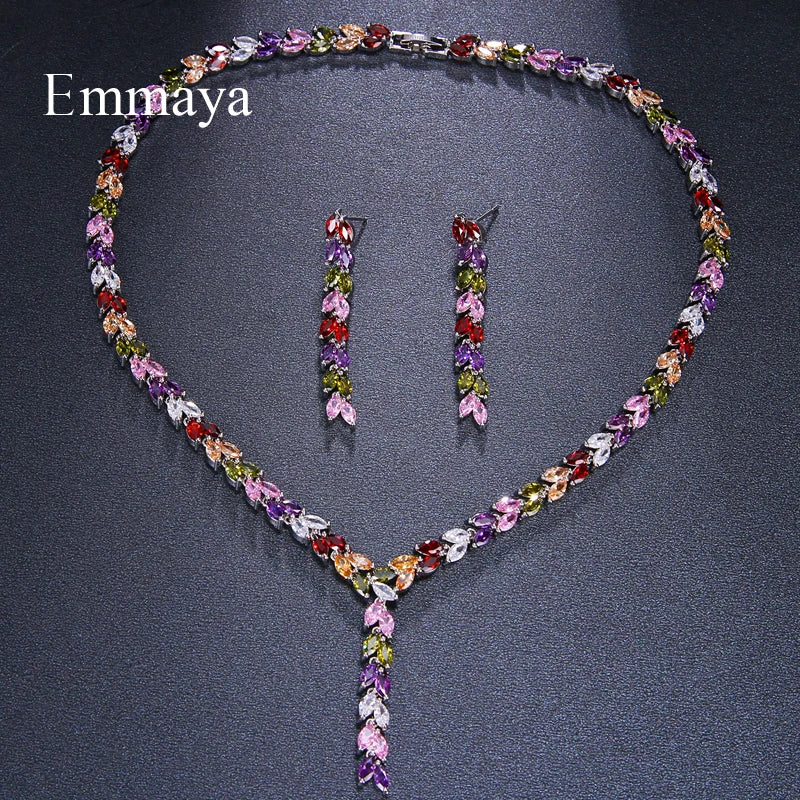 Luxury Colorful Sparking  Drop Earring Necklace
