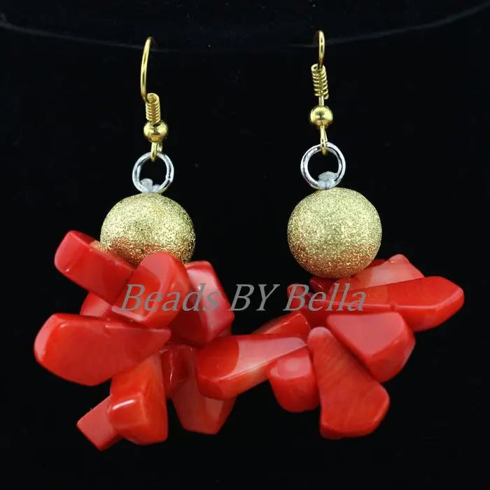 African Women Natural Coral Beads Jewelry Set