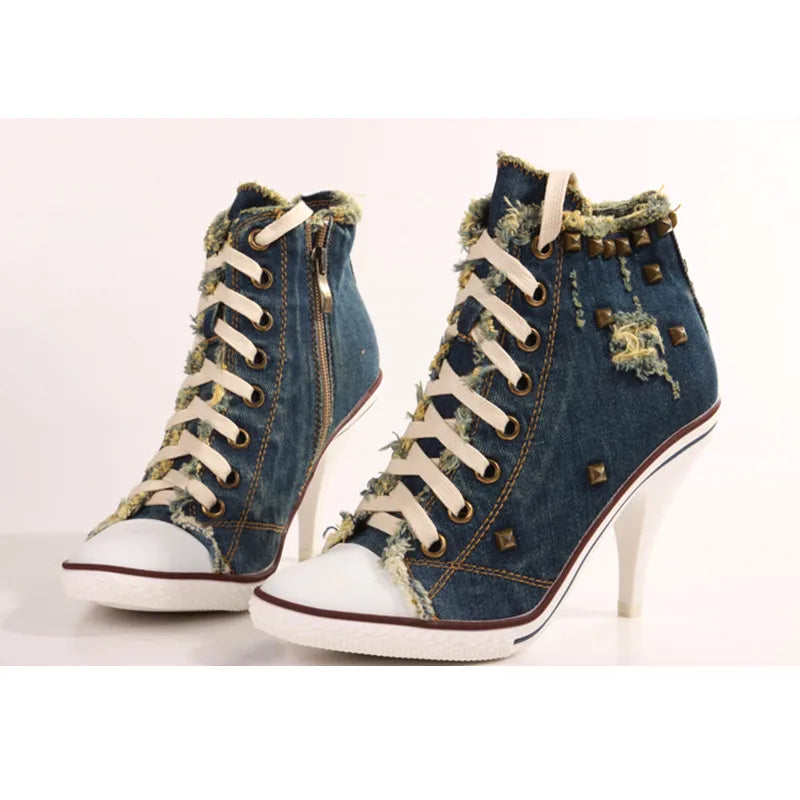Vintage Dark Blue Women Short Boots