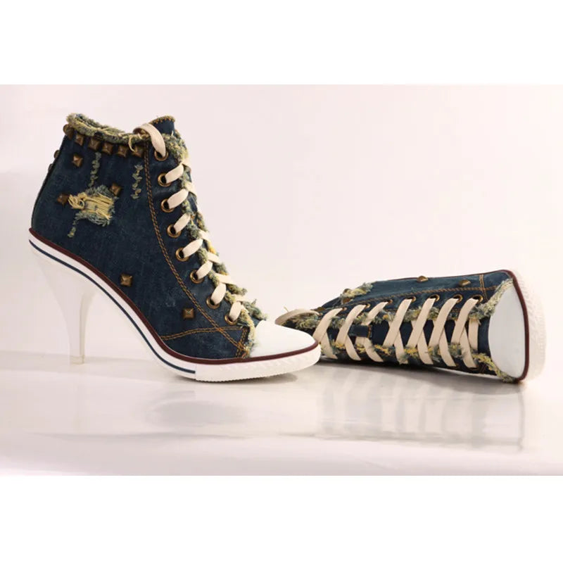 Vintage Dark Blue Women Short Boots