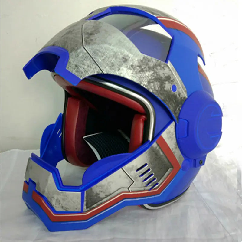 Matte Blue Retro motorcycle open face helmet