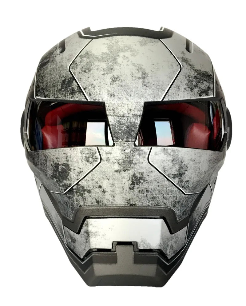 Gray Masei IRONMAN motorcycle retro open face helmet