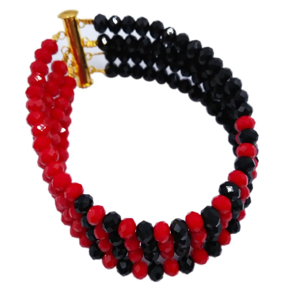 Pretty Opaque Red and Black African Beads Jewelry Set