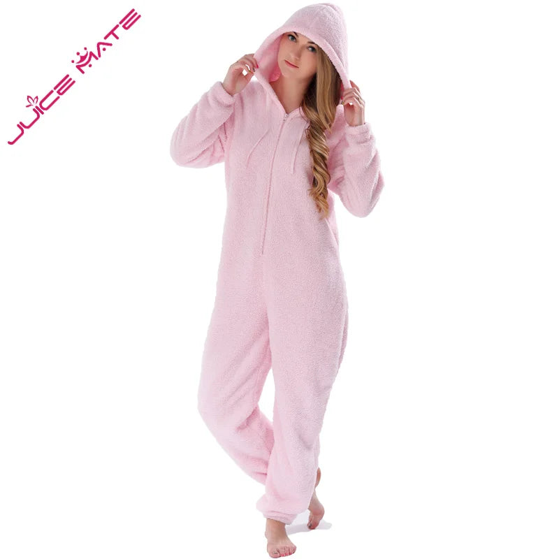 Winter Warm Pajamas Women Onesies Fluffy Fleece Jumpsuit