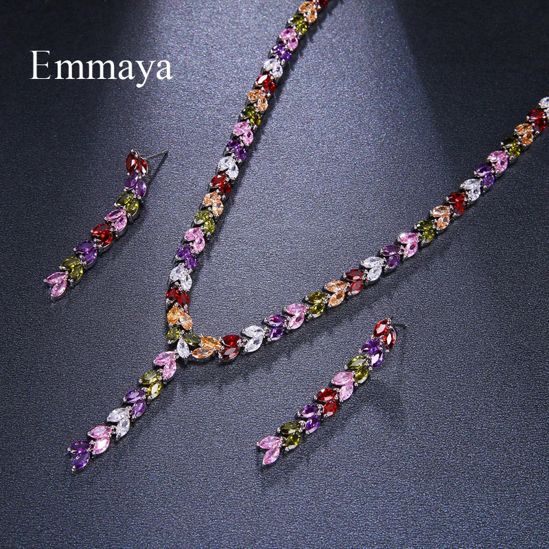 Luxury Colorful Sparking  Drop Earring Necklace
