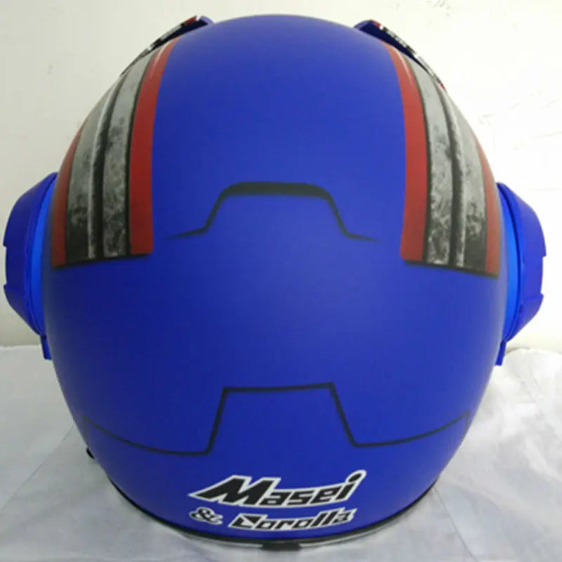 Matte Blue Retro motorcycle open face helmet