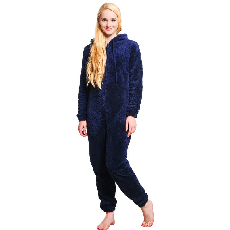 Winter Warm Pajamas Women Onesies Fluffy Fleece Jumpsuit