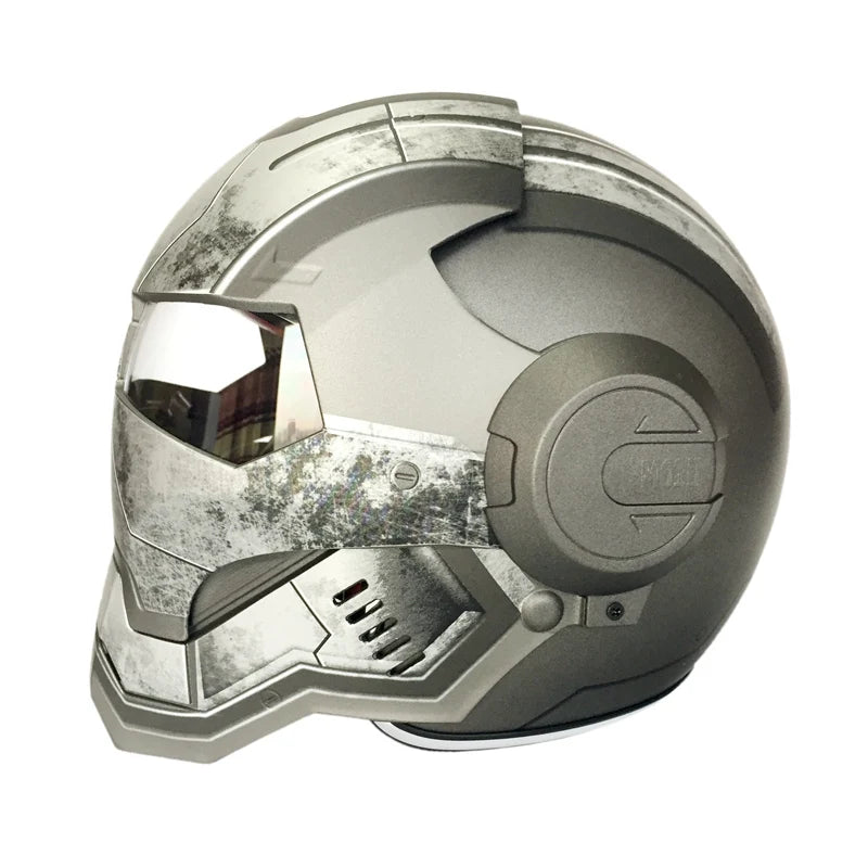 Gray Masei IRONMAN motorcycle retro open face helmet