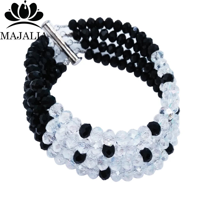 Nigerian Black Crystal Bead Necklace Jewelry Set