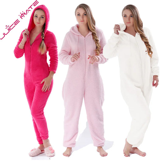 Winter Warm Pajamas Women Onesies Fluffy Fleece Jumpsuit