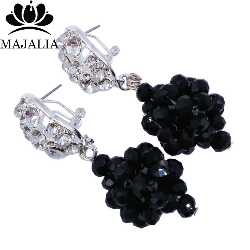 Nigerian Black Crystal Bead Necklace Jewelry Set