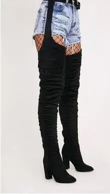 Sexy Side Zipper Thigh High Belt Trousers Boots
