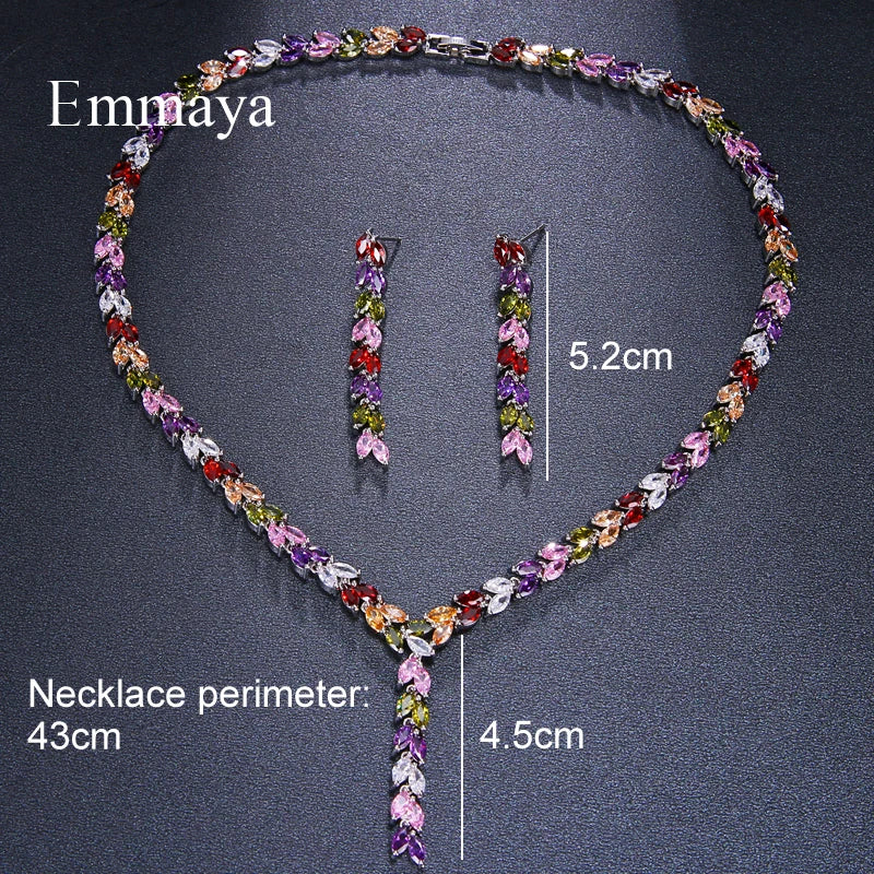 Luxury Colorful Sparking  Drop Earring Necklace