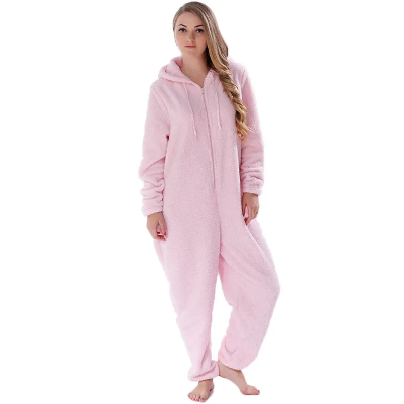 Winter Warm Pajamas Women Onesies Fluffy Fleece Jumpsuit