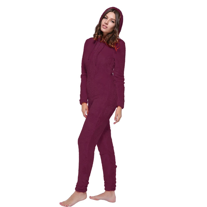 Winter Warm Pajamas Women Onesies Fluffy Fleece Jumpsuit