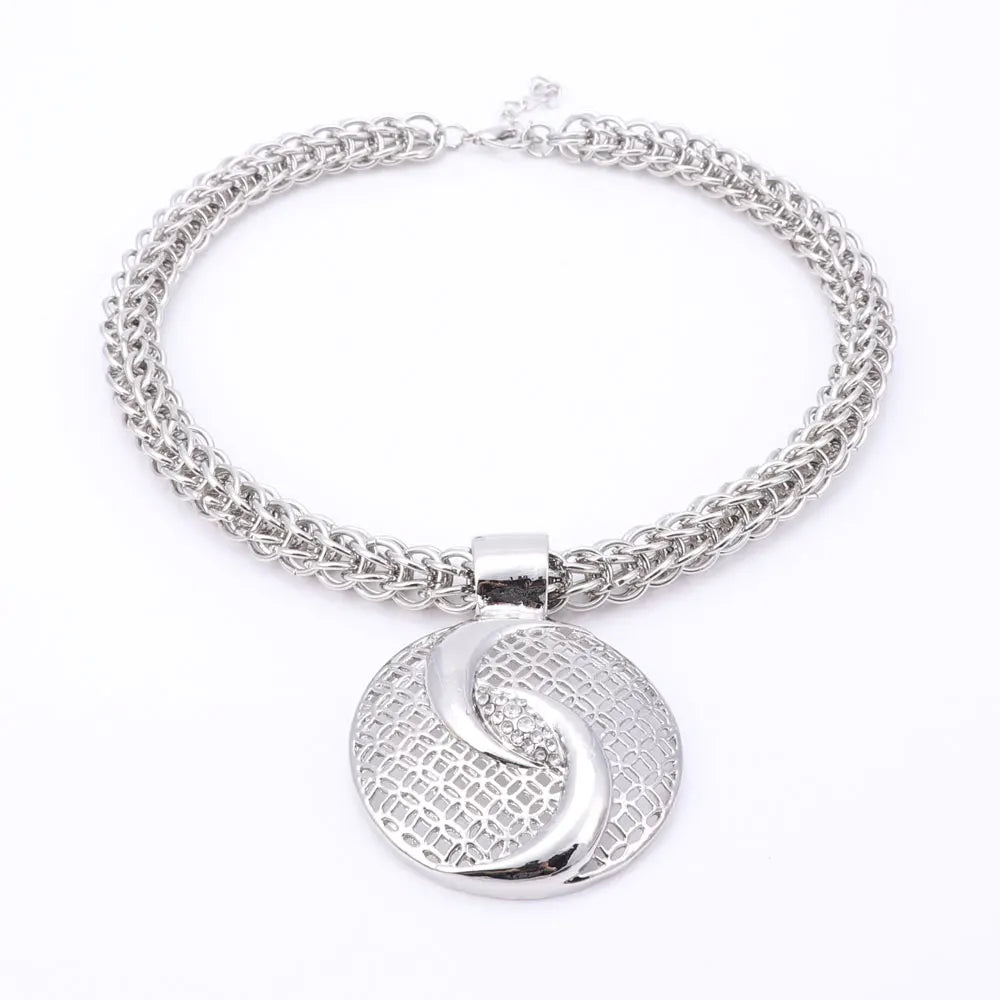 Silver Plated Big Nigerian African Beads Jewelry Set
