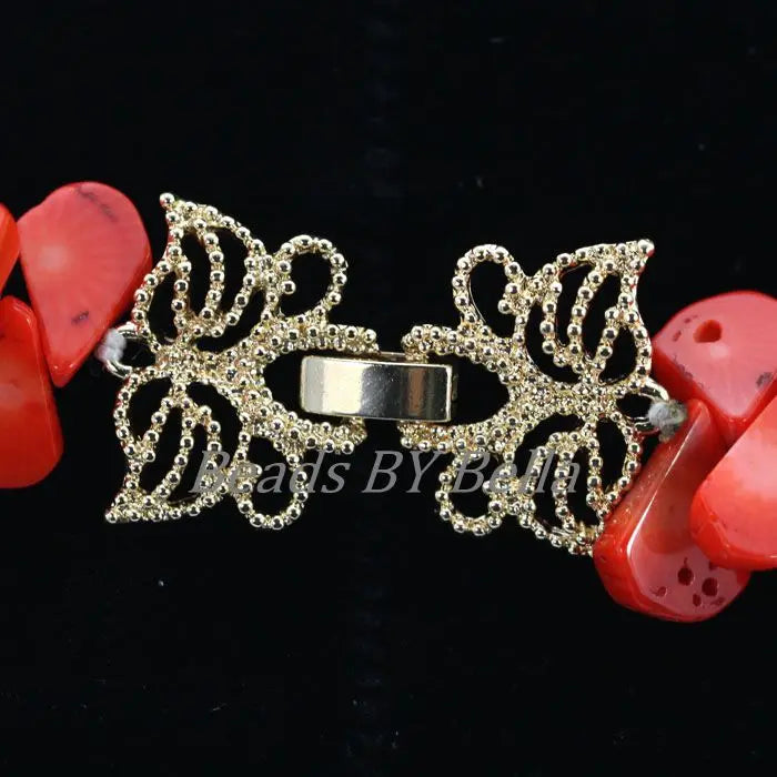 African Women Natural Coral Beads Jewelry Set