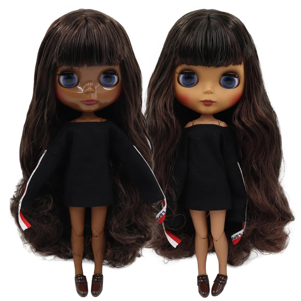 Black Mix Brown Hair 30cm Doll