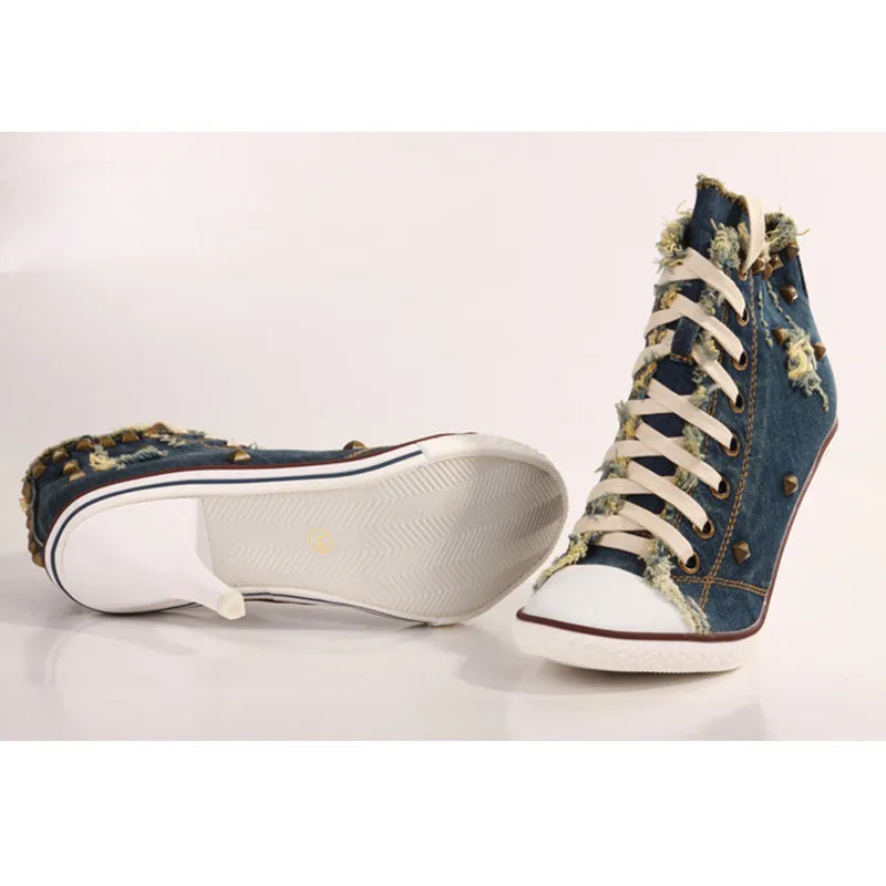 Vintage Dark Blue Women Short Boots