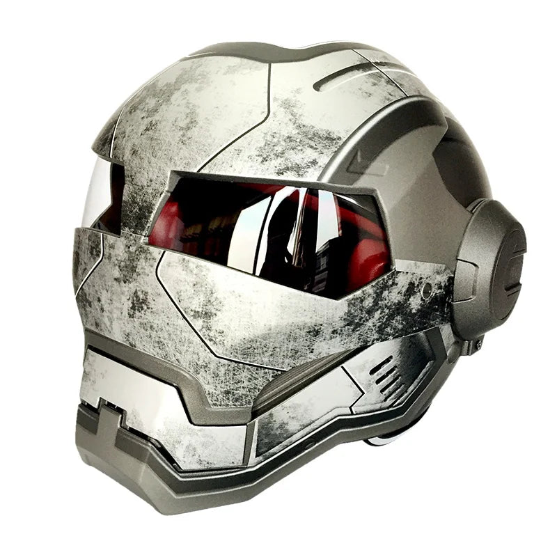 Gray Masei IRONMAN motorcycle retro open face helmet