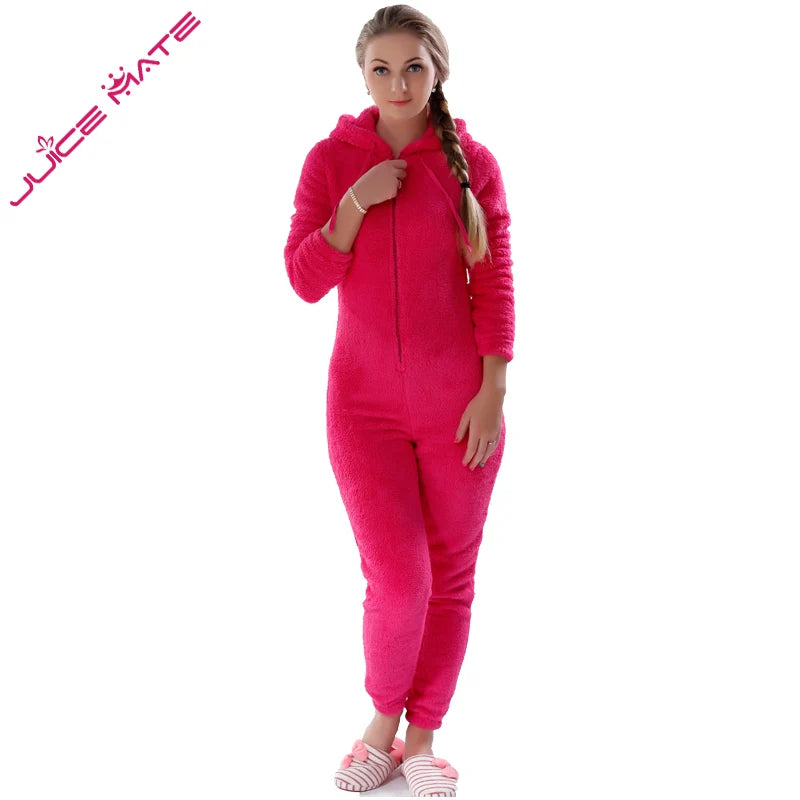 Winter Warm Pajamas Women Onesies Fluffy Fleece Jumpsuit