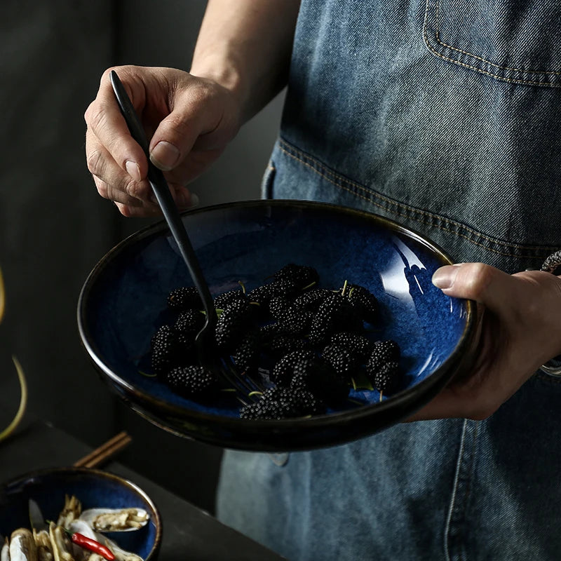 KINGLANG Ceramic  Deep Blue Dinner Set