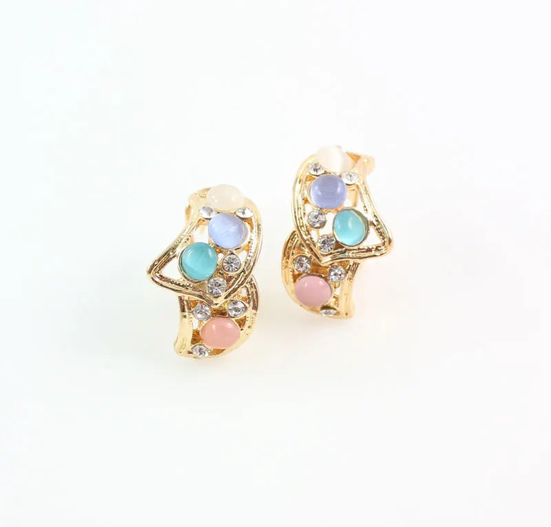 Colorful Opal Pendant Austrian Crystal Jewelry Set