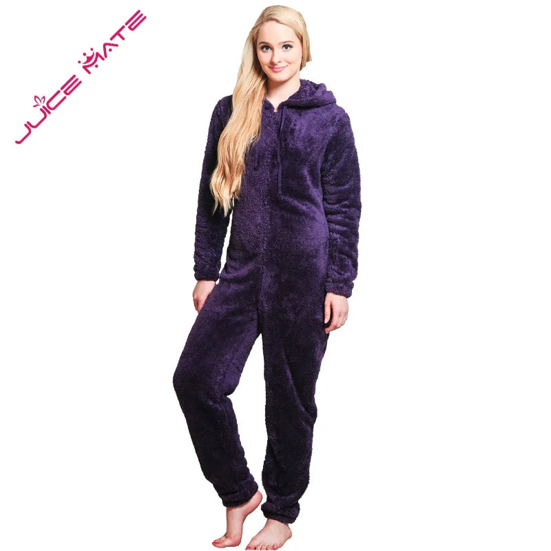 Winter Warm Pajamas Women Onesies Fluffy Fleece Jumpsuit