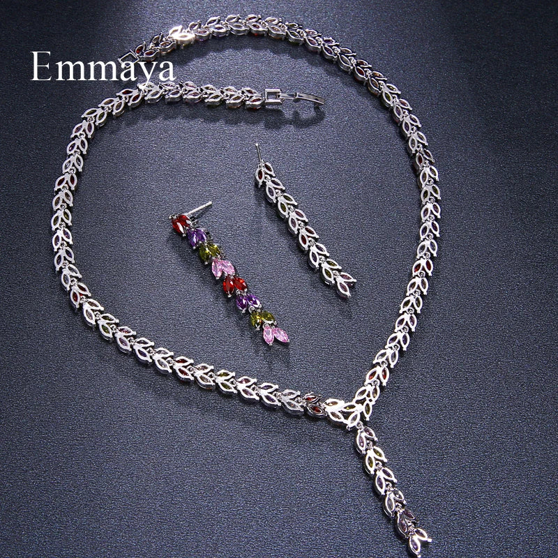Luxury Colorful Sparking  Drop Earring Necklace