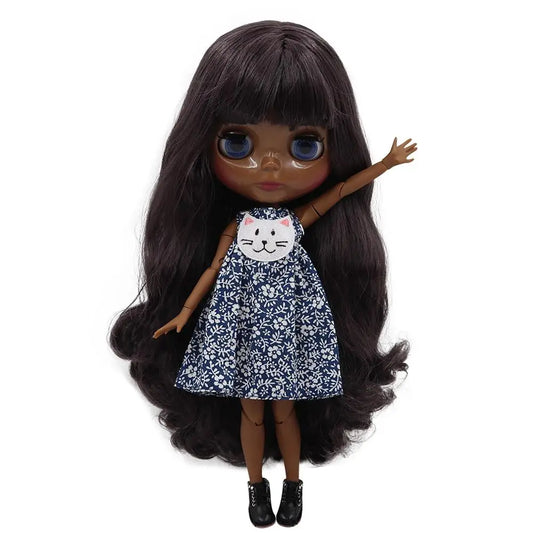 Black Skin Tone Deep Purple Hair Baby Doll