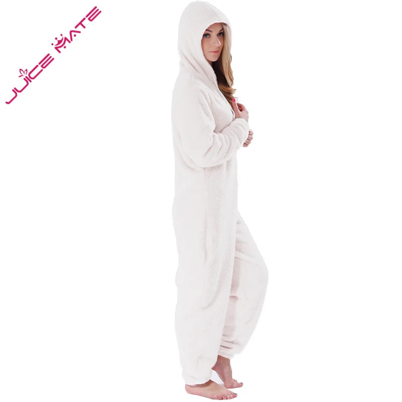 Winter Warm Pajamas Women Onesies Fluffy Fleece Jumpsuit