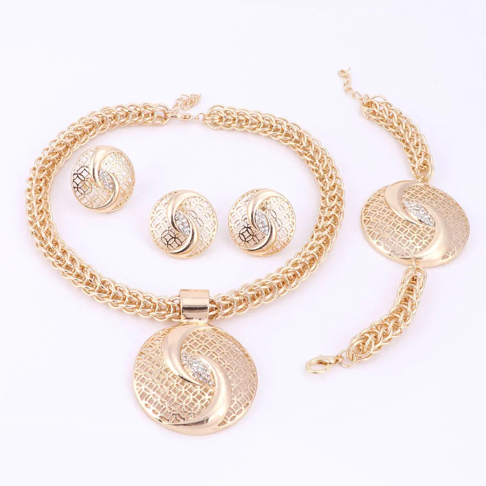 Silver Plated Big Nigerian African Beads Jewelry Set