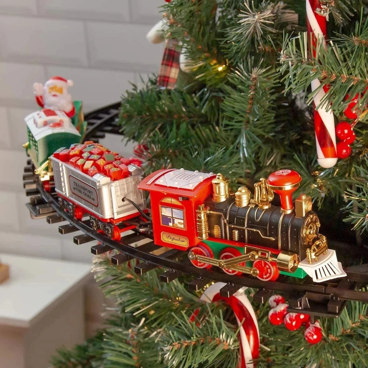 Sound &Light Railway Car Christmas Train Tree Decoration