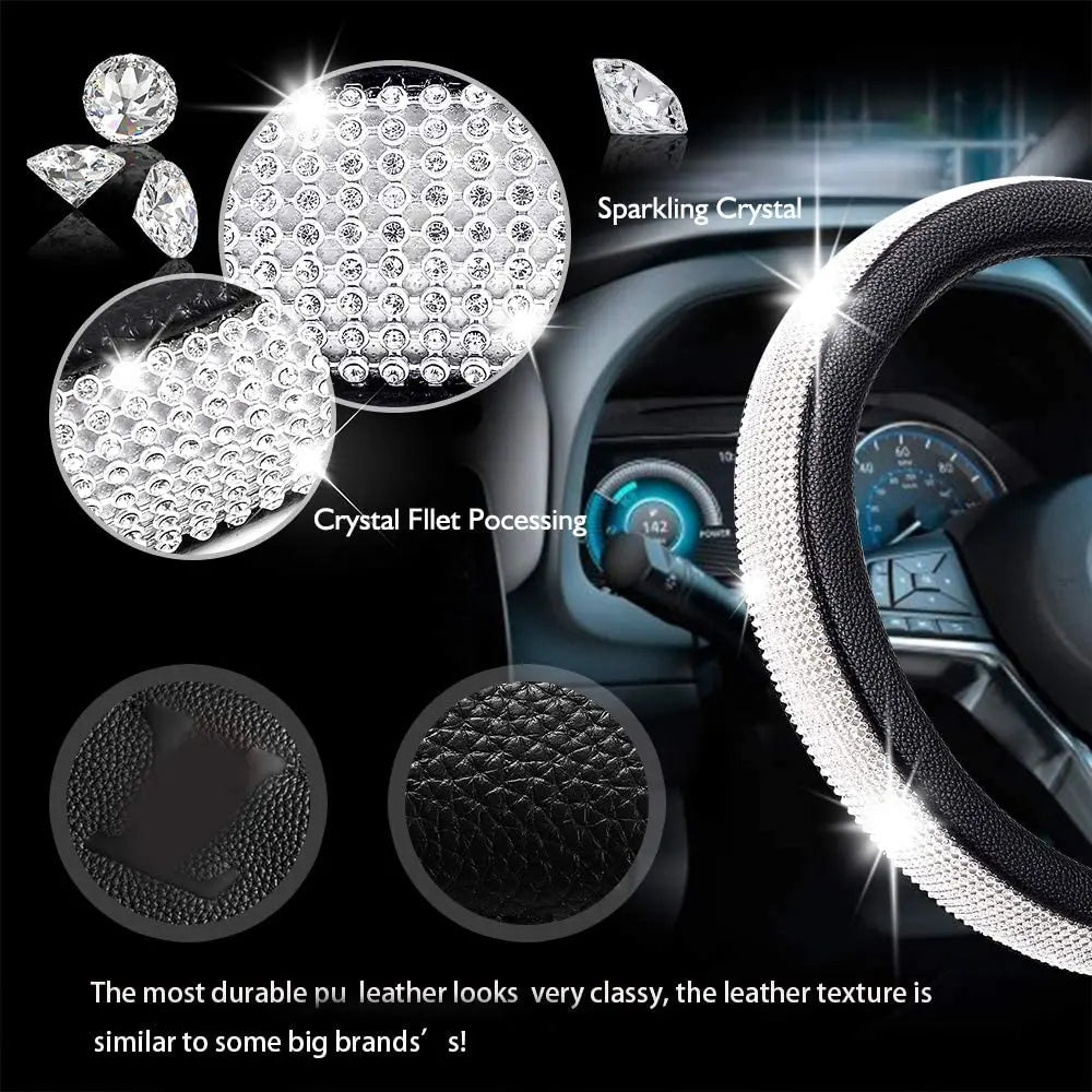 Bling Diamond Rhinestones Car Steering Wheel Cover