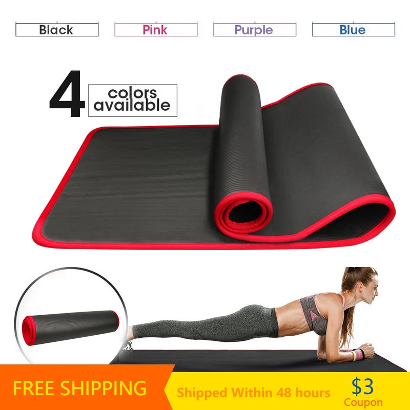 10MM Extra Thick 183cmX61cm Yoga Mats NRB Non-Slip